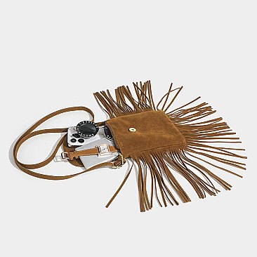 Fringed Flap Cell-Phone Holder Cross-Body