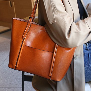 Genuine Leather Smooth Tote Bag