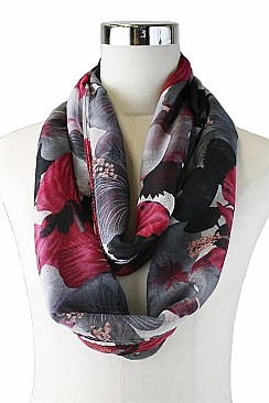 Pack of (12 Pieces) Assorted Fashionable Hibiscus Print Infinity Scarves FM-AACG0743