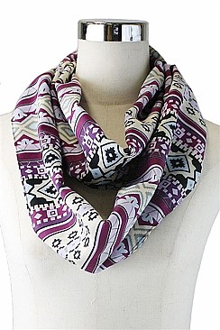PACK OF (12 PCS) ASSORTED COLOR AZTEC TRIBAL PRINT INFINITY SCARVES FM-AACG0756