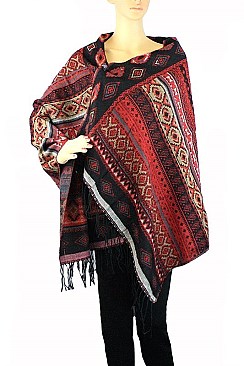Pack of (12 Pieces) Assorted Classy Tribal Pattern Fringe Shawls FM-AACG0820