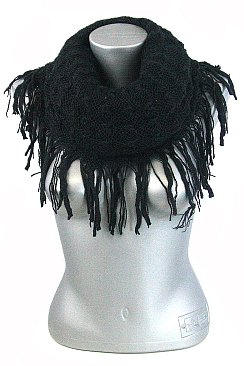 Fringe Knitted Infinity Scarves - Dozen / 12pcs