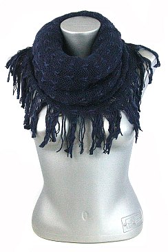 Fringe Knitted Infinity Scarves - Dozen / 12pcs