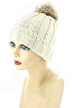 Pack of 12 (pieces) Assorted Faux Fur Pom Pom Crochet Beanies FM-AACG0946