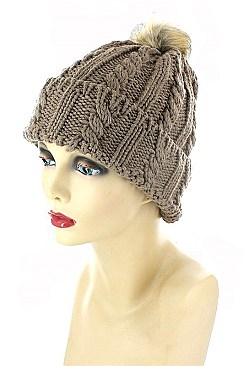 Pack of 12 (pieces) Assorted Faux Fur Pom Pom Crochet Beanies FM-AACG0946