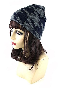 Pack of 12 (pieces) Assorted Houdstooth Print Knitted Beanies FM-AAH371