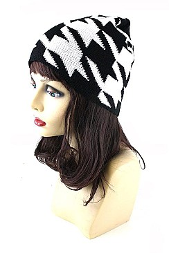 Pack of 12 (pieces) Assorted Houdstooth Print Knitted Beanies FM-AAH371