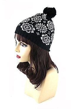 Sassy Snowflake Print Knitted Beanies FM-AAH389