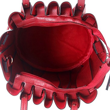 ROUND HANDLED ACCORDION SATCHEL