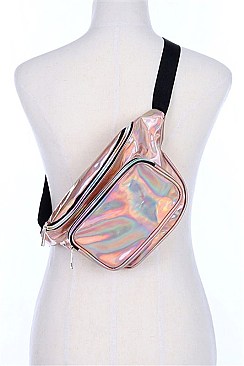 FM-ABG326 HOLOGRAPHIC DOUBLE Pocket Fashion Fanny Pack