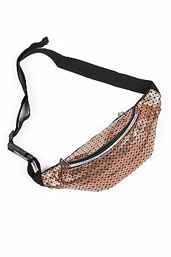 PACK OF ( 12 PCS ) ASSORTED COLOR GEOMETRIC METALLIC FANNY PACK  FM-ABG412