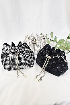 Allover Rhinestone Embellished Bucket Shoulder Bag