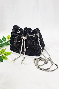 Allover Rhinestone Embellished Bucket Shoulder Bag