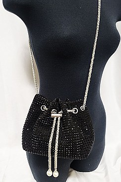 Allover Rhinestone Embellished Bucket Shoulder Bag