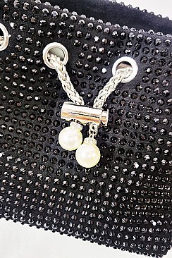 Allover Rhinestone Embellished Bucket Shoulder Bag