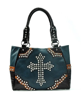 Alligator Rhinestone Cross Tote