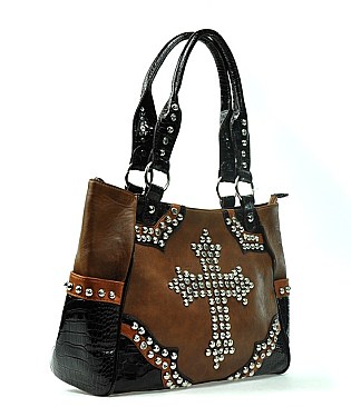 Alligator Rhinestone Cross Tote