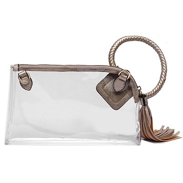 See Thru Transparent Clear Cuff Handle Clutch