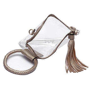 See Thru Transparent Clear Cuff Handle Clutch