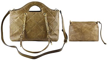 2-IN-1 Quilted Shopper Tote with Pouch