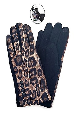 Pack of 12 Chic Assorted Leopard Print Touch Screen Gloves