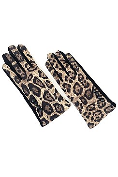 Pack of 12 Chic Assorted Leopard Print Touch Screen Gloves