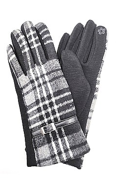 Pack of 12 Fashion Assorted Plaid Pattern Touch Screen Gloves