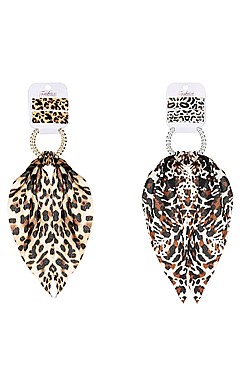 Pack of 12 (pieces) Animal Print  Scrunchies & 2 Hair Pin Set