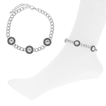 CRYSTAL GREEK KEY SQUARE ANKLET