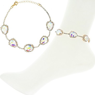 CRYSTAL AND GEMS CHAIN ANKLET