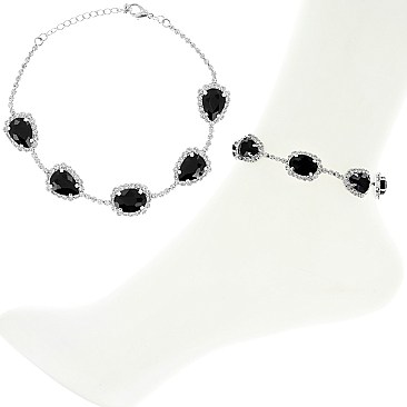 CRYSTAL AND GEMS CHAIN ANKLET