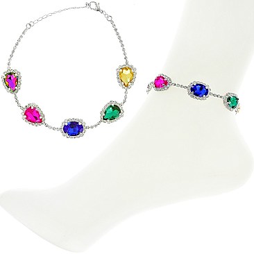 CRYSTAL AND GEMS CHAIN ANKLET