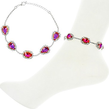 CRYSTAL AND GEMS CHAIN ANKLET