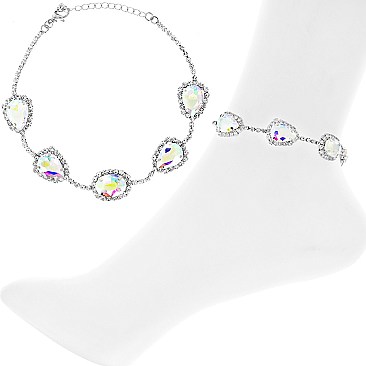 CRYSTAL AND GEMS CHAIN ANKLET