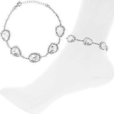 CRYSTAL AND GEMS CHAIN ANKLET