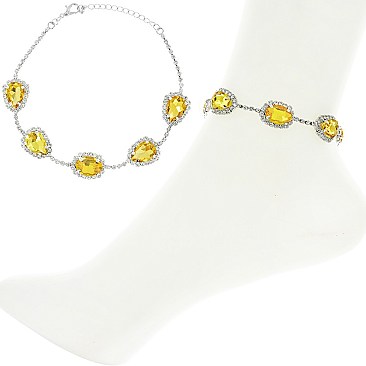 CRYSTAL AND GEMS CHAIN ANKLET