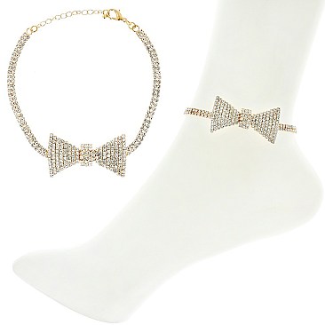CRYSTAL TRENDY BOW RIBBON CHAIN ANKLET