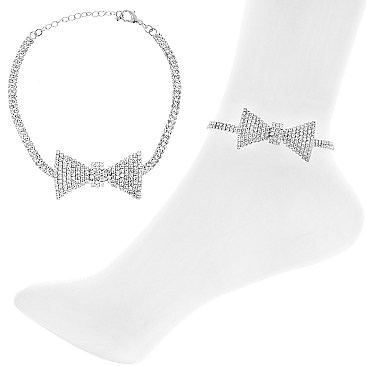 CRYSTAL TRENDY BOW RIBBON CHAIN ANKLET