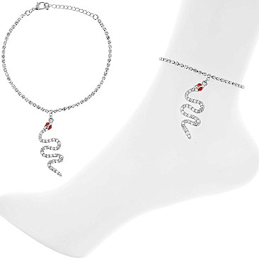 UNIQUE CRYSTAL SNAKE CHAIN ANKLET