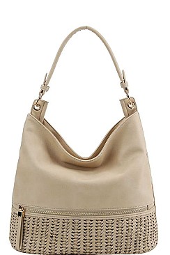 MESH FRONT HOBO BAG WITH LONG STRAP