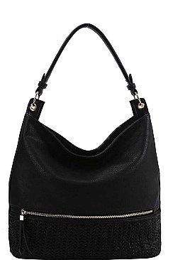 MESH FRONT HOBO BAG WITH LONG STRAP