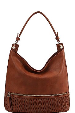 MESH FRONT HOBO BAG WITH LONG STRAP