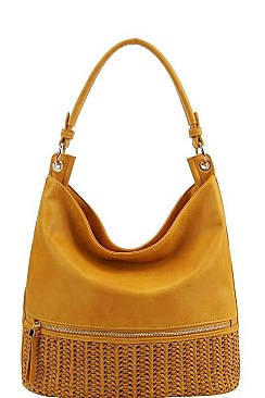 MESH FRONT HOBO BAG WITH LONG STRAP