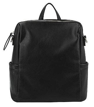 FASHION SMOOTH PLAIN TEXTURE CONVERTIBLE BACKPACK