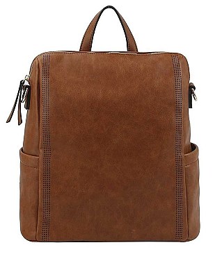 FASHION SMOOTH PLAIN TEXTURE CONVERTIBLE BACKPACK