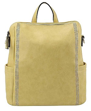 FASHION SMOOTH PLAIN TEXTURE CONVERTIBLE BACKPACK
