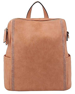 FASHION SMOOTH PLAIN TEXTURE CONVERTIBLE BACKPACK