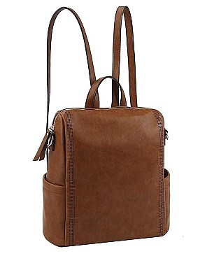 FASHION SMOOTH PLAIN TEXTURE CONVERTIBLE BACKPACK