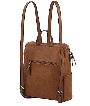 FASHION SMOOTH PLAIN TEXTURE CONVERTIBLE BACKPACK