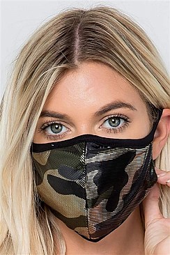 FASHION GLITTER ACCENT CAMOUFLAGE FASHION MASK